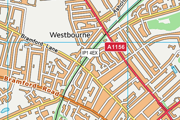 IP1 4EX map - OS VectorMap District (Ordnance Survey)