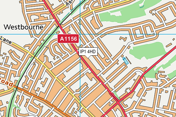 IP1 4HD map - OS VectorMap District (Ordnance Survey)