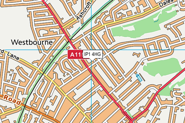 IP1 4HG map - OS VectorMap District (Ordnance Survey)