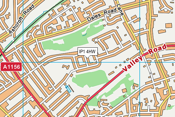IP1 4HW map - OS VectorMap District (Ordnance Survey)