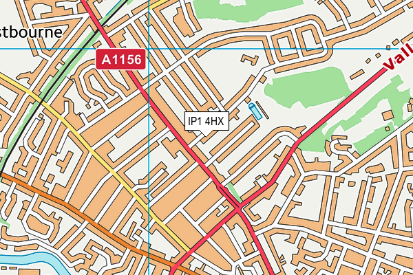 IP1 4HX map - OS VectorMap District (Ordnance Survey)