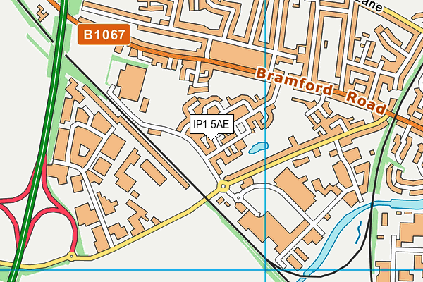 IP1 5AE map - OS VectorMap District (Ordnance Survey)