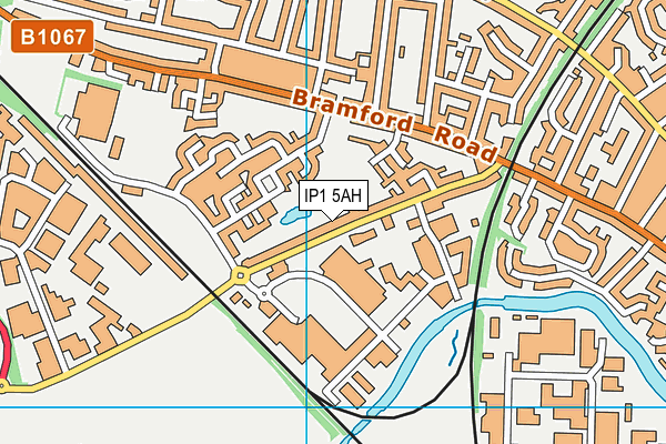 IP1 5AH map - OS VectorMap District (Ordnance Survey)