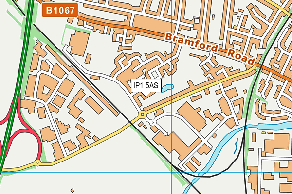 IP1 5AS map - OS VectorMap District (Ordnance Survey)