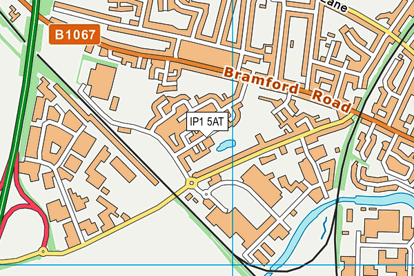 IP1 5AT map - OS VectorMap District (Ordnance Survey)