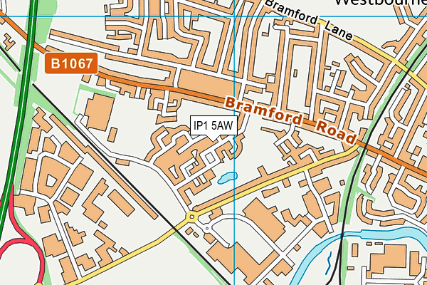IP1 5AW map - OS VectorMap District (Ordnance Survey)
