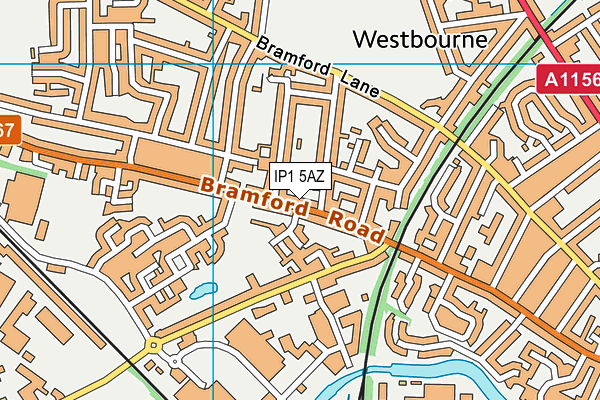 IP1 5AZ map - OS VectorMap District (Ordnance Survey)