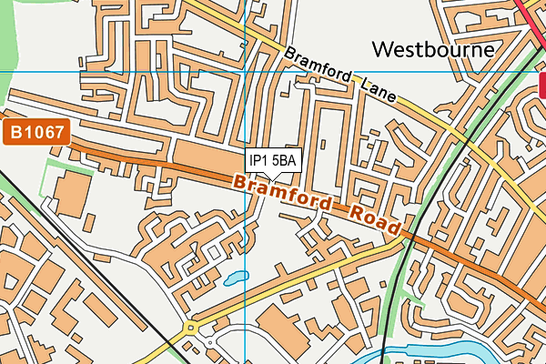 IP1 5BA map - OS VectorMap District (Ordnance Survey)