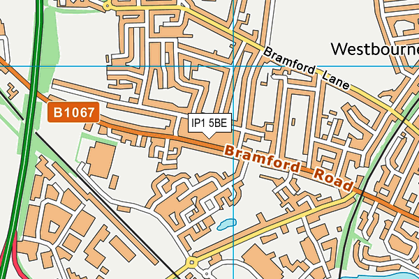 IP1 5BE map - OS VectorMap District (Ordnance Survey)