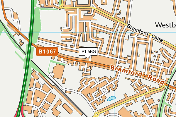 IP1 5BG map - OS VectorMap District (Ordnance Survey)