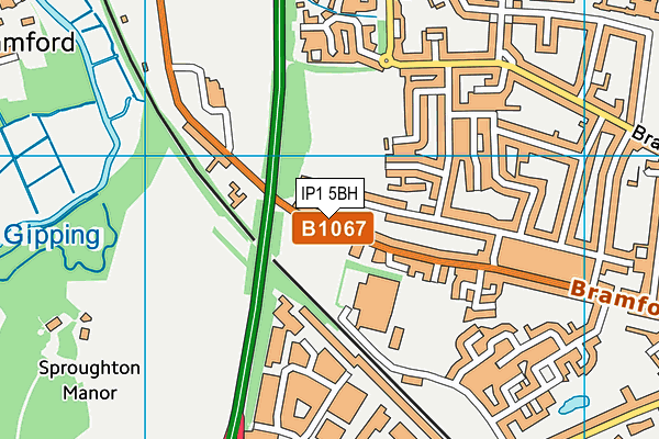 IP1 5BH map - OS VectorMap District (Ordnance Survey)