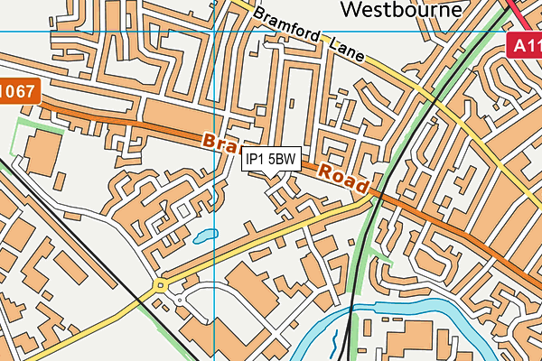 IP1 5BW map - OS VectorMap District (Ordnance Survey)