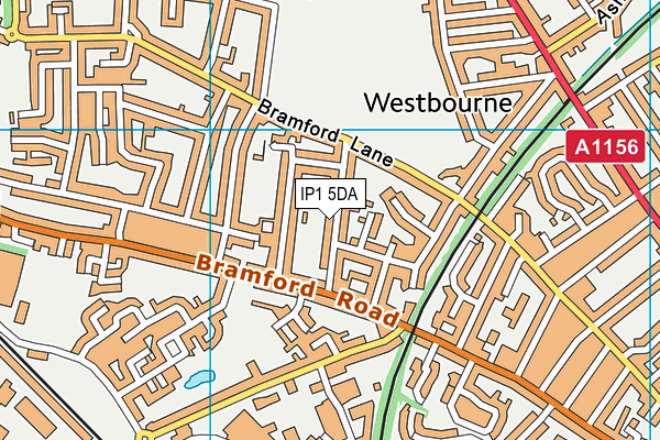 IP1 5DA map - OS VectorMap District (Ordnance Survey)