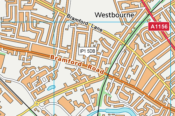 IP1 5DB map - OS VectorMap District (Ordnance Survey)