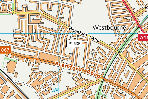IP1 5DF map - OS VectorMap District (Ordnance Survey)