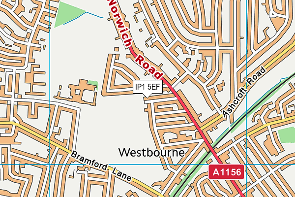 IP1 5EF map - OS VectorMap District (Ordnance Survey)