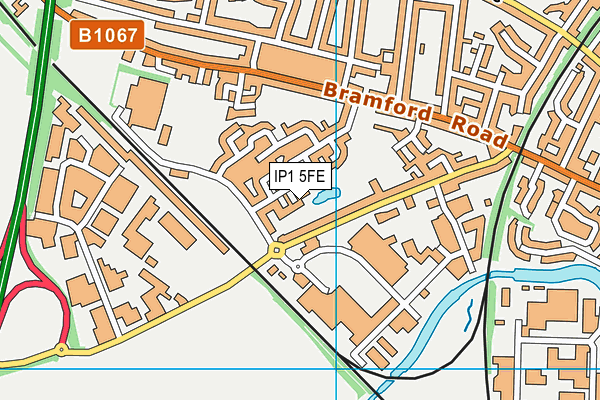 IP1 5FE map - OS VectorMap District (Ordnance Survey)