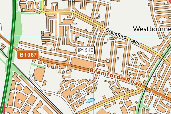 IP1 5HE map - OS VectorMap District (Ordnance Survey)