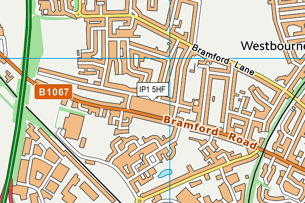 IP1 5HF map - OS VectorMap District (Ordnance Survey)