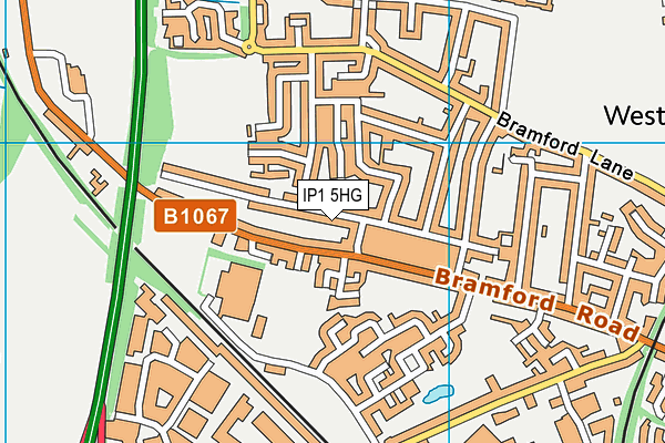 IP1 5HG map - OS VectorMap District (Ordnance Survey)