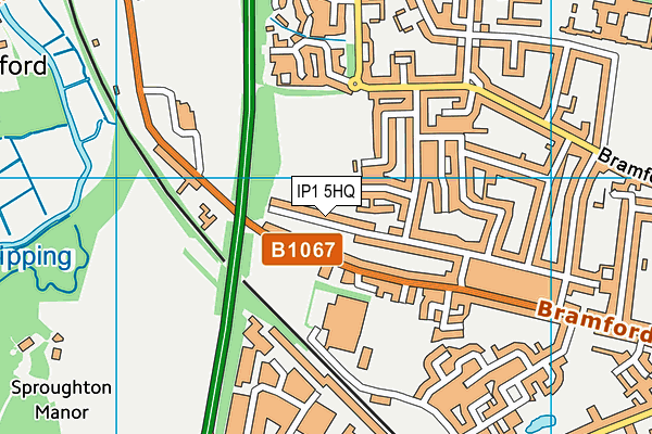 IP1 5HQ map - OS VectorMap District (Ordnance Survey)
