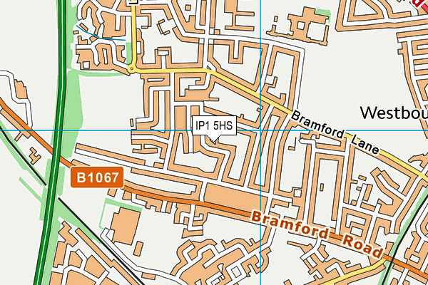 IP1 5HS map - OS VectorMap District (Ordnance Survey)