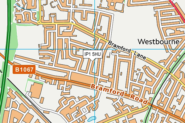 IP1 5HU map - OS VectorMap District (Ordnance Survey)