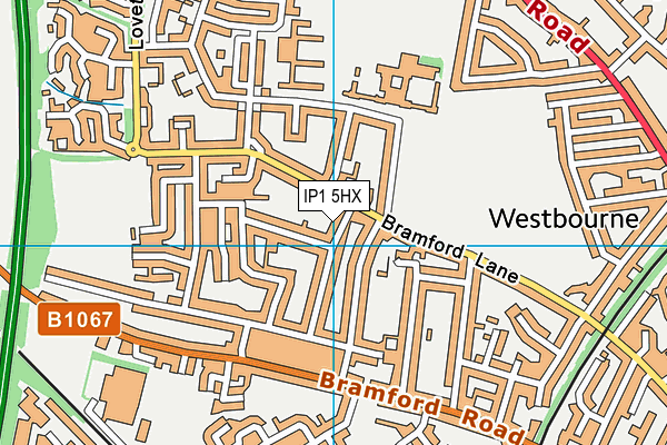 IP1 5HX map - OS VectorMap District (Ordnance Survey)