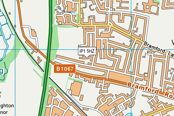 IP1 5HZ map - OS VectorMap District (Ordnance Survey)