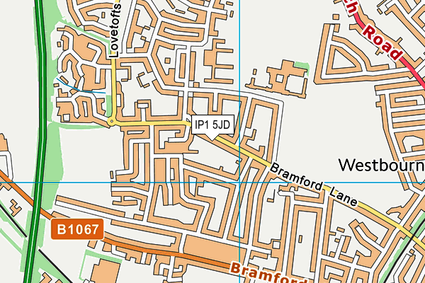 IP1 5JD map - OS VectorMap District (Ordnance Survey)