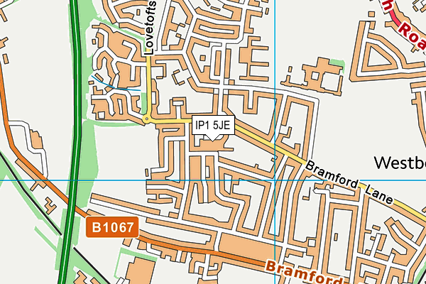 IP1 5JE map - OS VectorMap District (Ordnance Survey)