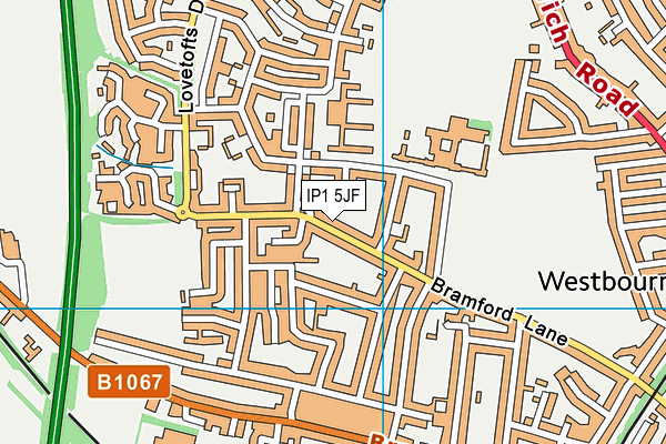 IP1 5JF map - OS VectorMap District (Ordnance Survey)