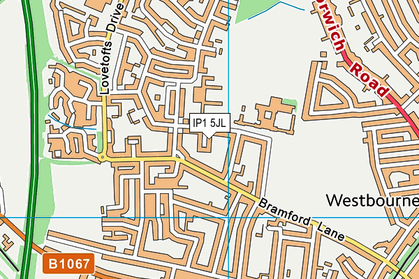 IP1 5JL map - OS VectorMap District (Ordnance Survey)