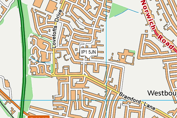 Westbourne Academy map (IP1 5JN) - OS VectorMap District (Ordnance Survey)