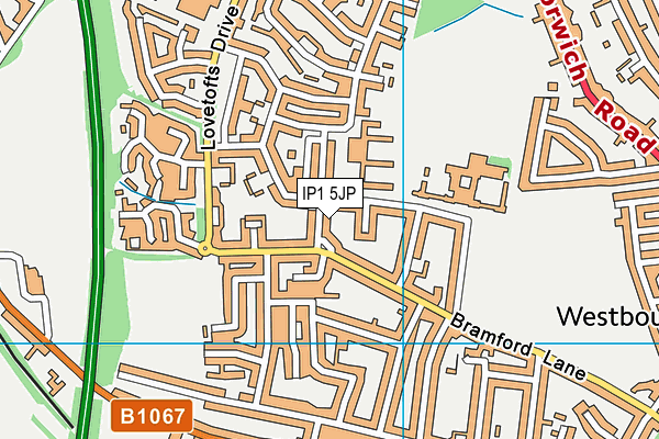 IP1 5JP map - OS VectorMap District (Ordnance Survey)