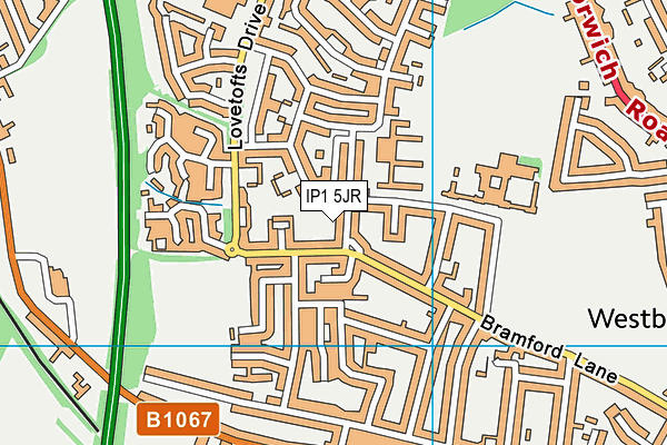 IP1 5JR map - OS VectorMap District (Ordnance Survey)