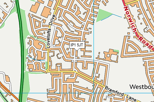 IP1 5JT map - OS VectorMap District (Ordnance Survey)