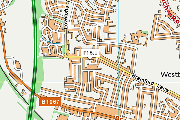 IP1 5JU map - OS VectorMap District (Ordnance Survey)