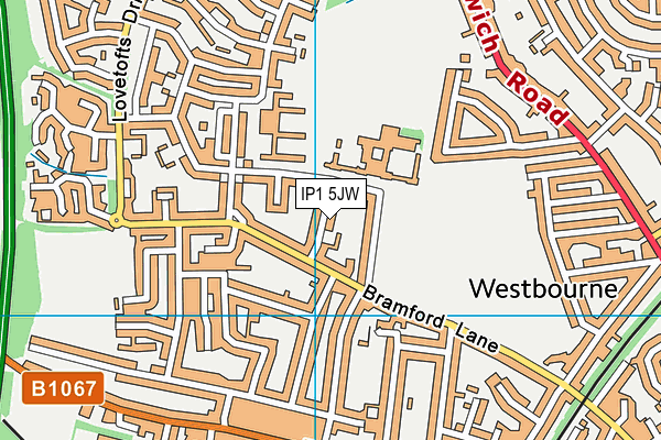 IP1 5JW map - OS VectorMap District (Ordnance Survey)