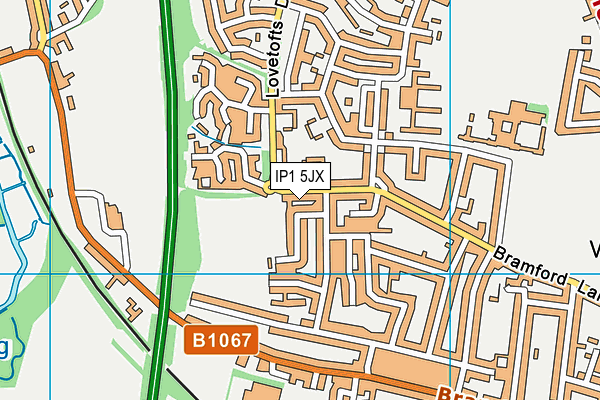 IP1 5JX map - OS VectorMap District (Ordnance Survey)