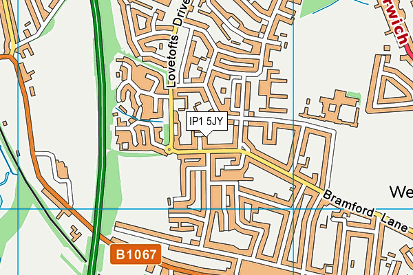 IP1 5JY map - OS VectorMap District (Ordnance Survey)
