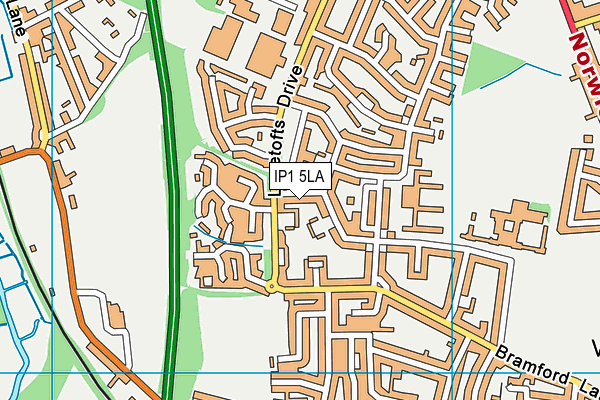IP1 5LA map - OS VectorMap District (Ordnance Survey)