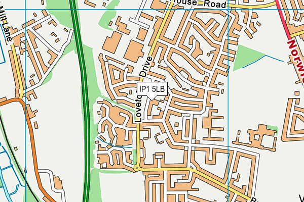 IP1 5LB map - OS VectorMap District (Ordnance Survey)