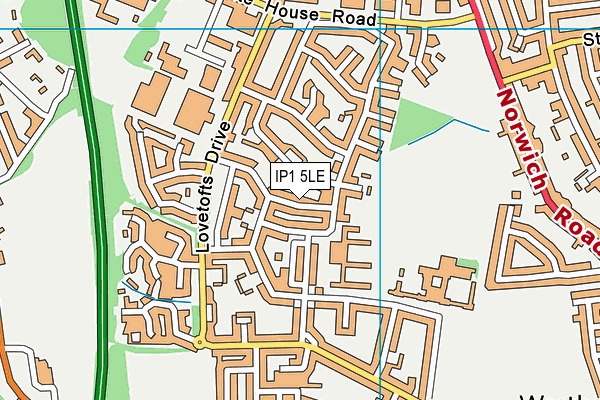 IP1 5LE map - OS VectorMap District (Ordnance Survey)