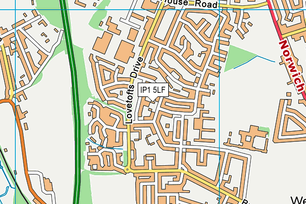 IP1 5LF map - OS VectorMap District (Ordnance Survey)