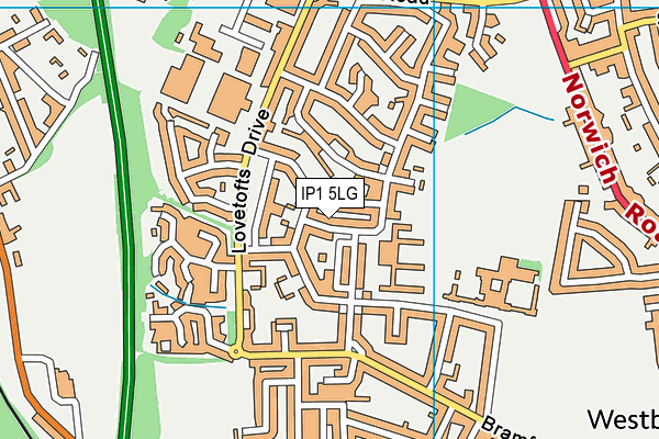 IP1 5LG map - OS VectorMap District (Ordnance Survey)