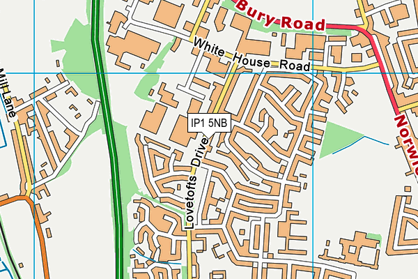 IP1 5NB map - OS VectorMap District (Ordnance Survey)