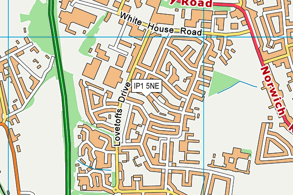 IP1 5NE map - OS VectorMap District (Ordnance Survey)