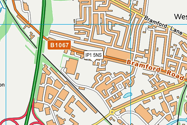 IP1 5NS map - OS VectorMap District (Ordnance Survey)