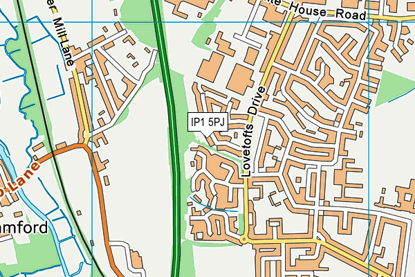 IP1 5PJ map - OS VectorMap District (Ordnance Survey)